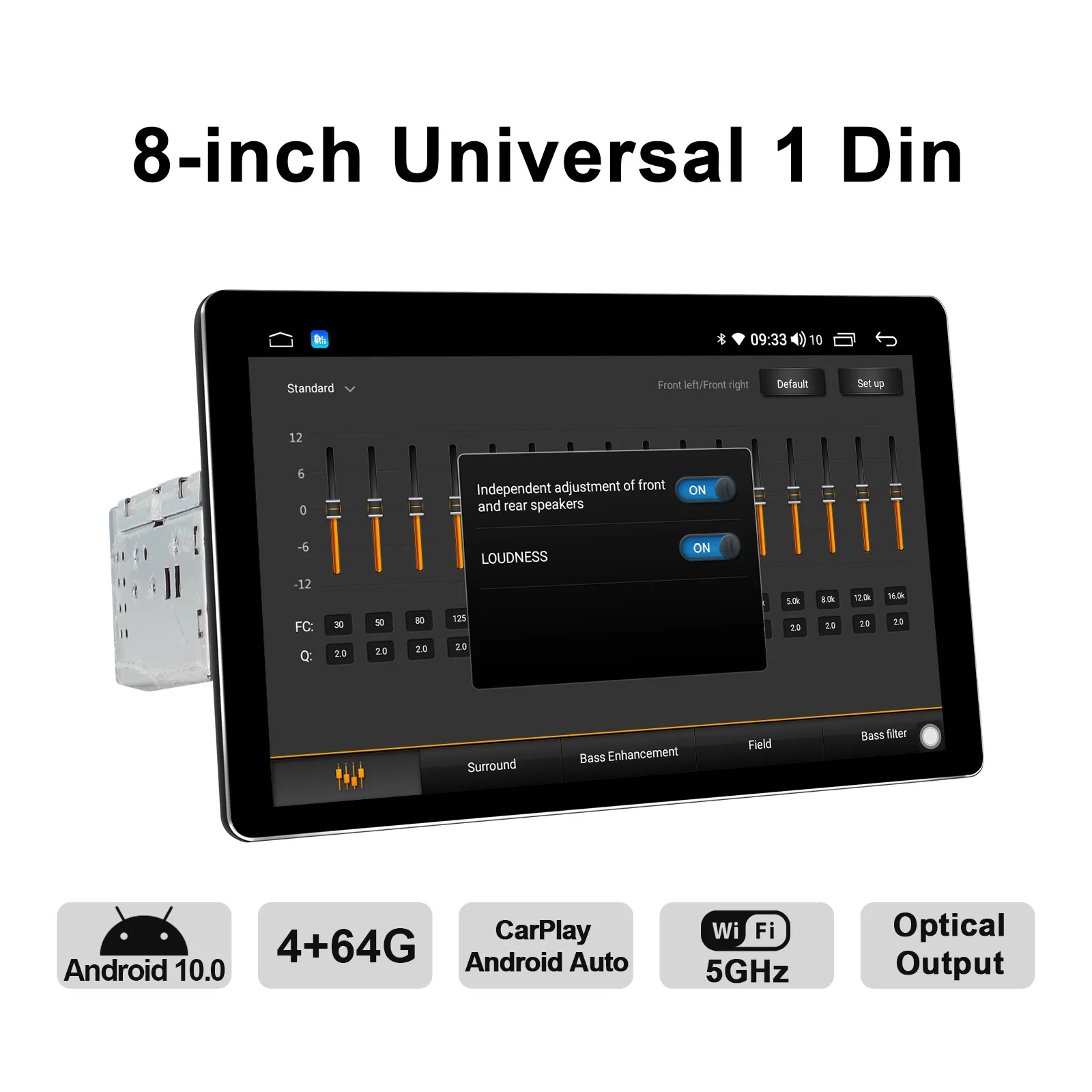 저렴한 안드로이드 10.0 자동차 라디오 8 인치 IPS 스크린 4GB + 64GB IPS 지원 4G/무선 카플레이/빠른 부팅/SWC 범용 스테레오 비디오 플레이어 BT