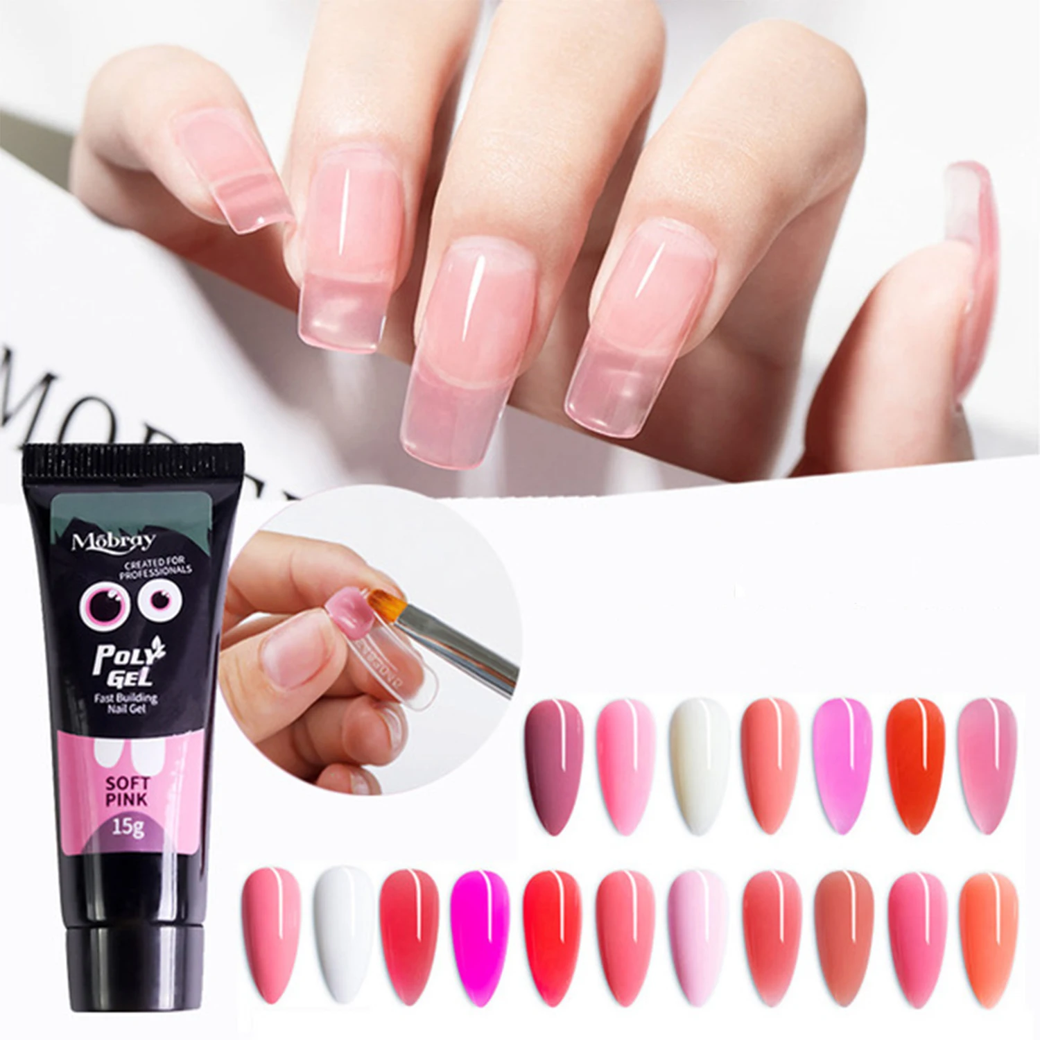 15 Color 15ml Poly Soak off Gel UV Acryl Quick Building Finger Extension Nail Camouflage LED Hard Builder uv | Красота и здоровье