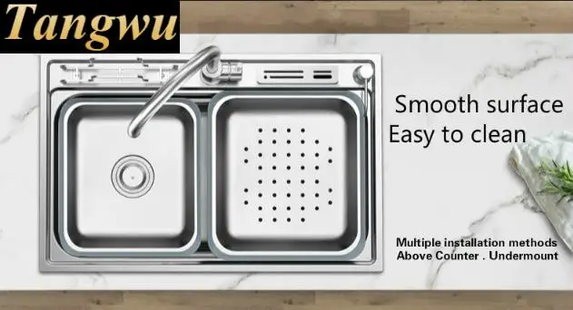 Бесплатная доставка Роскошная большая кухонная раковина с одним желобом высокое
