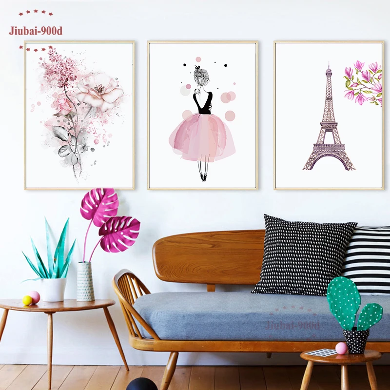 Настенный постер в скандинавском стиле Картина на холсте с изображением розовых