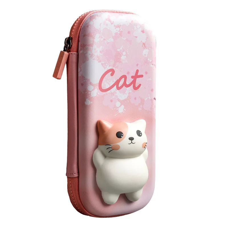 

EVA 3D Pencil Case Stationery Holder for Girls School Supplies Pink Adorable Pen Pouch Organizer Kawaii Eraser Bag Squishy Cat
