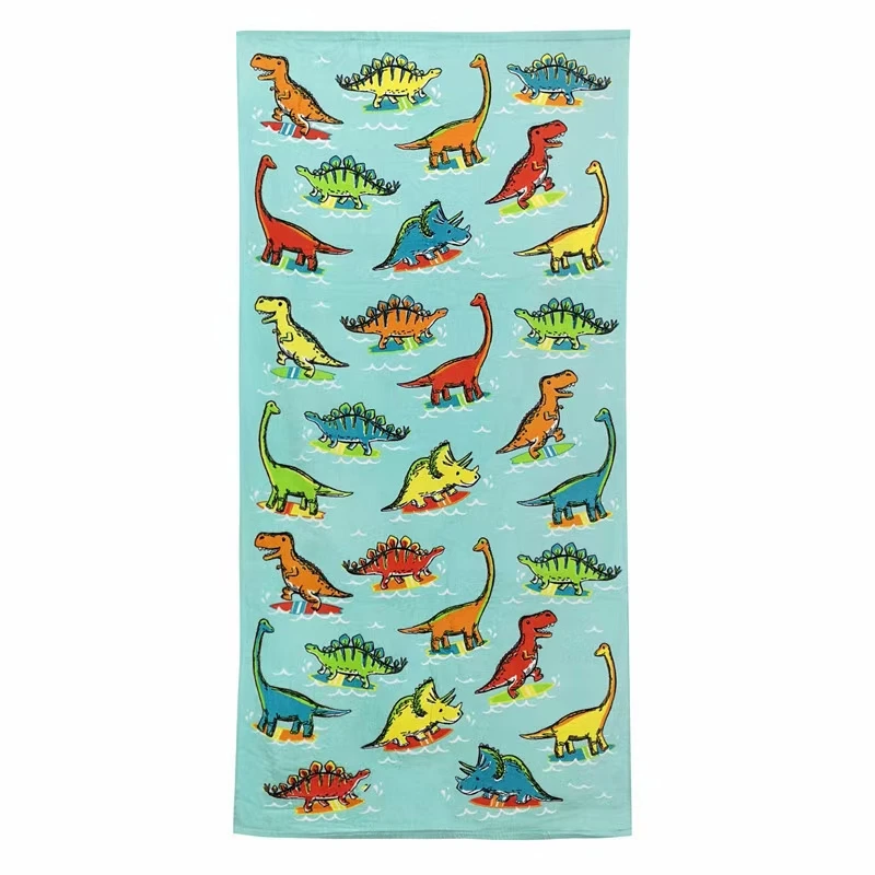 Цветные Мультяшные Полотенца 70*150 см с динозаврами детское банное полотенце