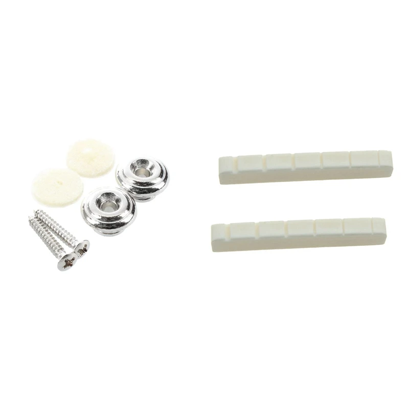 

2Pcs Strap Button With Mounting Screw & 2 Pcs 6 String Electric Bone Nut Cattle Bone Slotted (43 X 6Mm ,Unbleached)