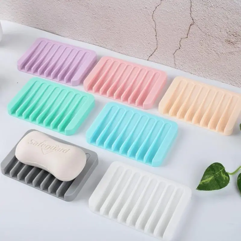 

Reusable Drain Soap Dish Eco-friendly Soft Silicone Bathroom Plate Soap Rack