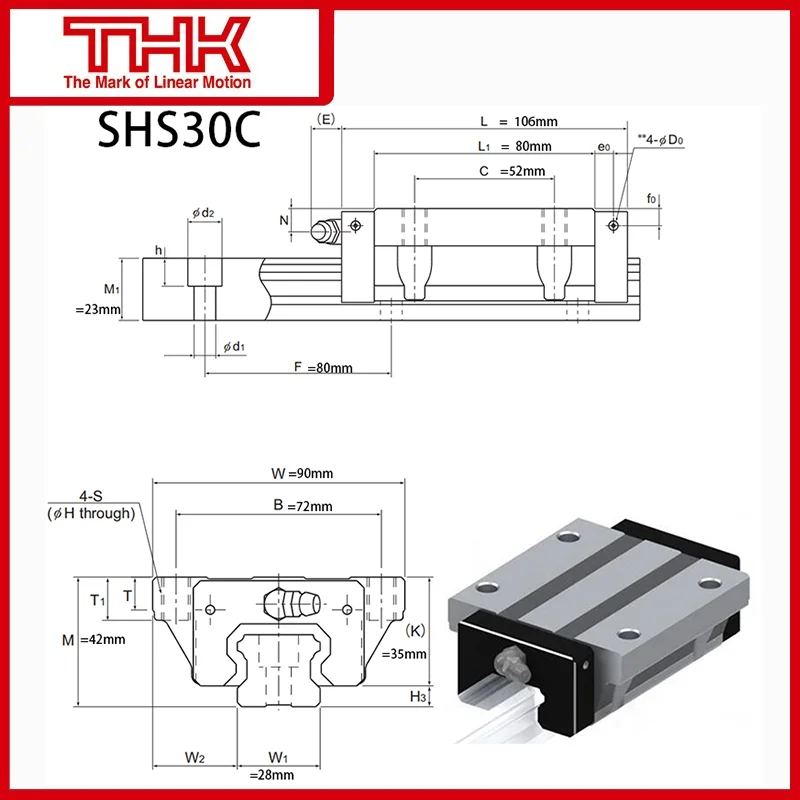 Оригинальный Новый THK линейный направляющий блок SHS 30 SHS30 SHS30C SHS30CUU SHS30CSS SHS30C1UU SHS30C1SS