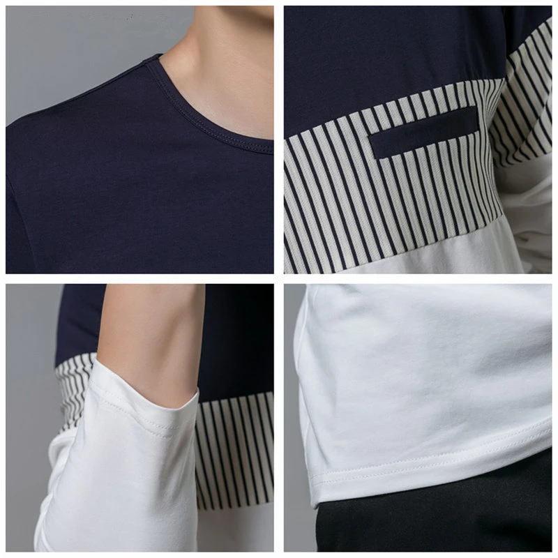 Мужская футболка весна-осень 2019 новинка длинный рукав круглый вырез брендовая