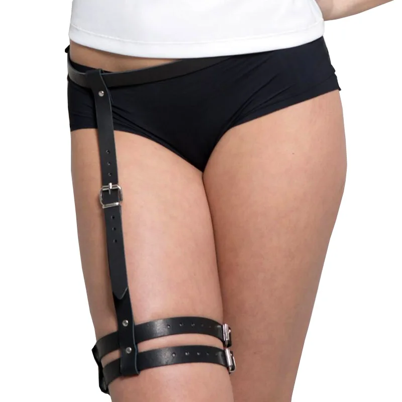 Харадзюку искусственная кожа нижнее белье ремни Чулки на подвязках для женщин