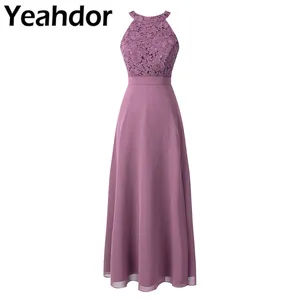 Bridesmaid Dresses Women Lace Evening Gowns Chiffon Halter Neck Sleeveless Long Dress for Wedding Party Ladies Elegant Dress Bridesmaid Dresses Women Lace Evening Gowns Chiffon Halter Neck Sleeveless Long Dress for Wedding Party Ladies Elegant Dress