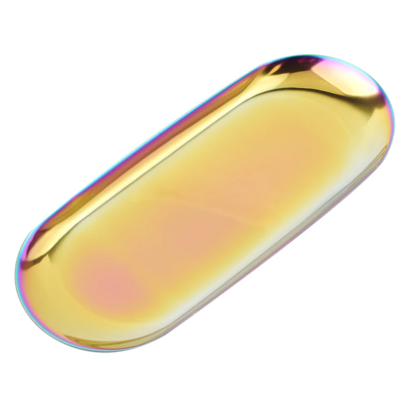 Современные металлические подносы для хранения из нержавеющей стали золотой