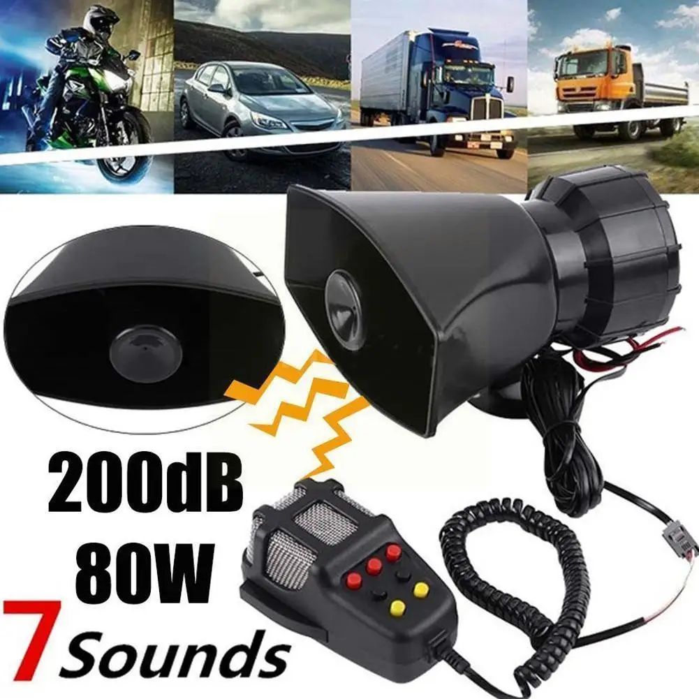 

Car Horn Auto Accessories 7 Sounds Style Alarm Horn+microphone High Corrosion-resistant Shell, Waterproof, Strength Kit U3K6