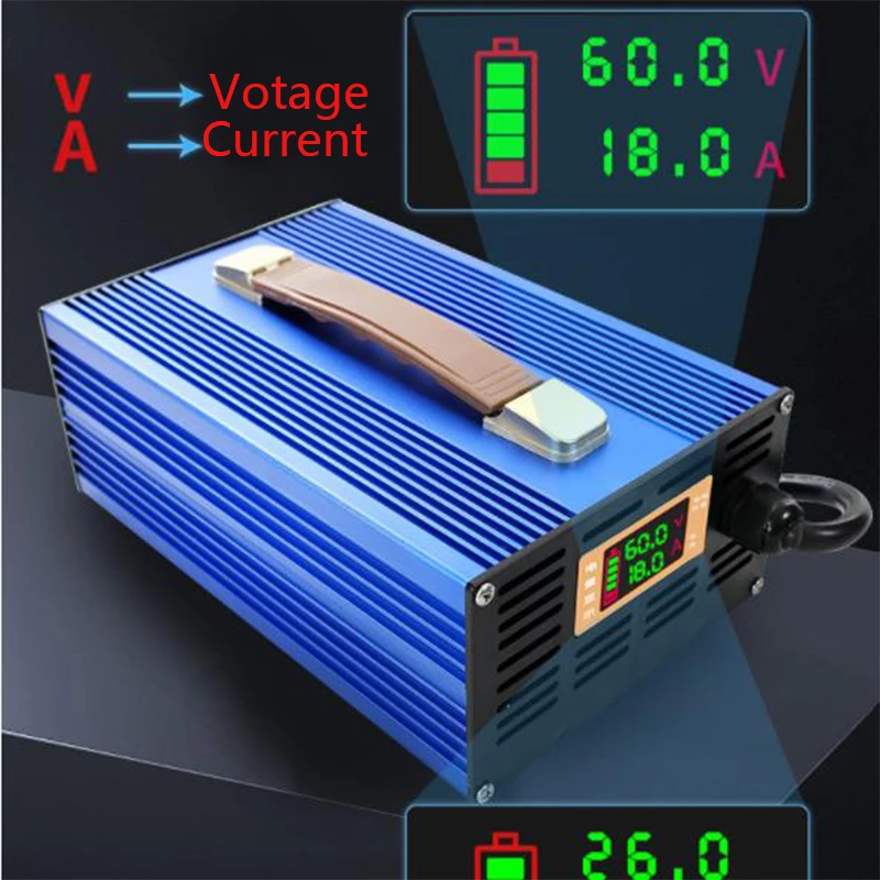 72V 8A Smart output 220V LCD display for 20AH to 80AH lead acid battery charger E-bike &amp Motorbike scooter | Электроника