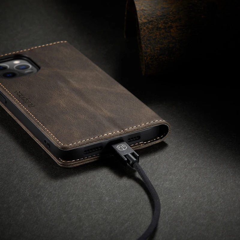 Фото Чехол-книжка для iPhone 13, 12 Mini, 12 Pro Max, из натуральной кожи №5