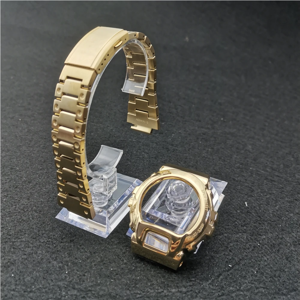 Золотистый металлический браслет DW6900 из нержавеющей стали для часов и Безель