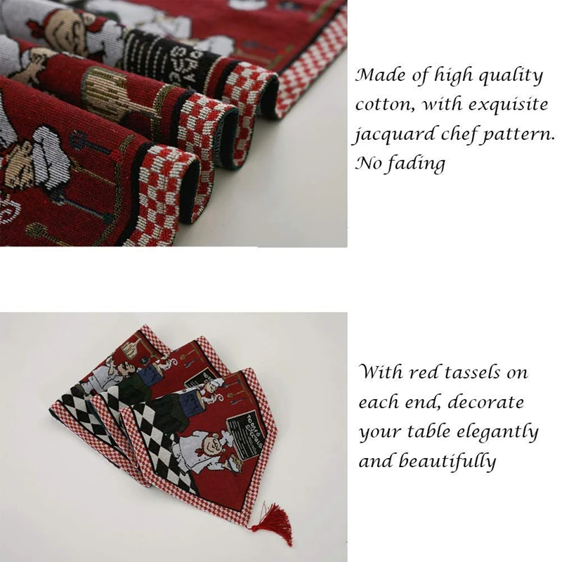 American Rustic Style Table Runner Jacquard Polyester Cheerful Chef Design Bed Coffee Runners | Дом и сад