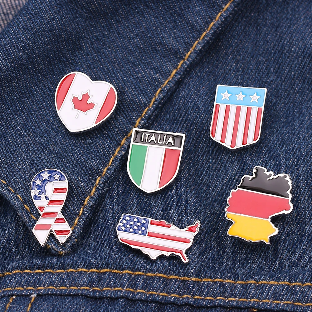 Новинка 2019 значок с флагом популярных стран изображением флага США Италии