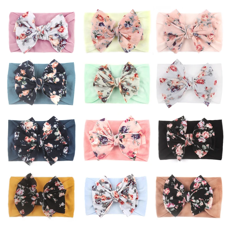 

Kids Headwear Children's Seamless Super Soft Nylon Chiffon Headband Cute Princess Hair Accessories Baby Turban Bow Hairband