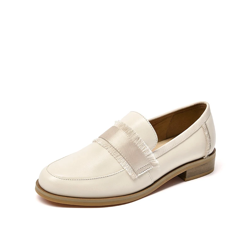 Beige BeauToday лоферы с кисточками; женская обувь из телячьей кожи и шелка с круглым носком без застежки; женская повседневная обувь из натуральной кожи; ручная работа; 27360 - Цвет: Beige