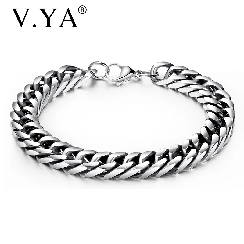 V.YA мужской браслет цепочка из нержавеющей стали браслеты аксессуары