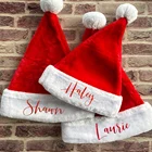Индивидуальная шапка Санта-Клауса, высокое качество, рождественские подарки, шапка, украшение для рождевечерние, индивидуальное название, Рождественские Зимние шапки для детей и взрослых