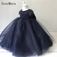 ball gown puffy tulle baby girls dresses for birthday with cap sleeve first birthday dresses girls pageant gown with bow