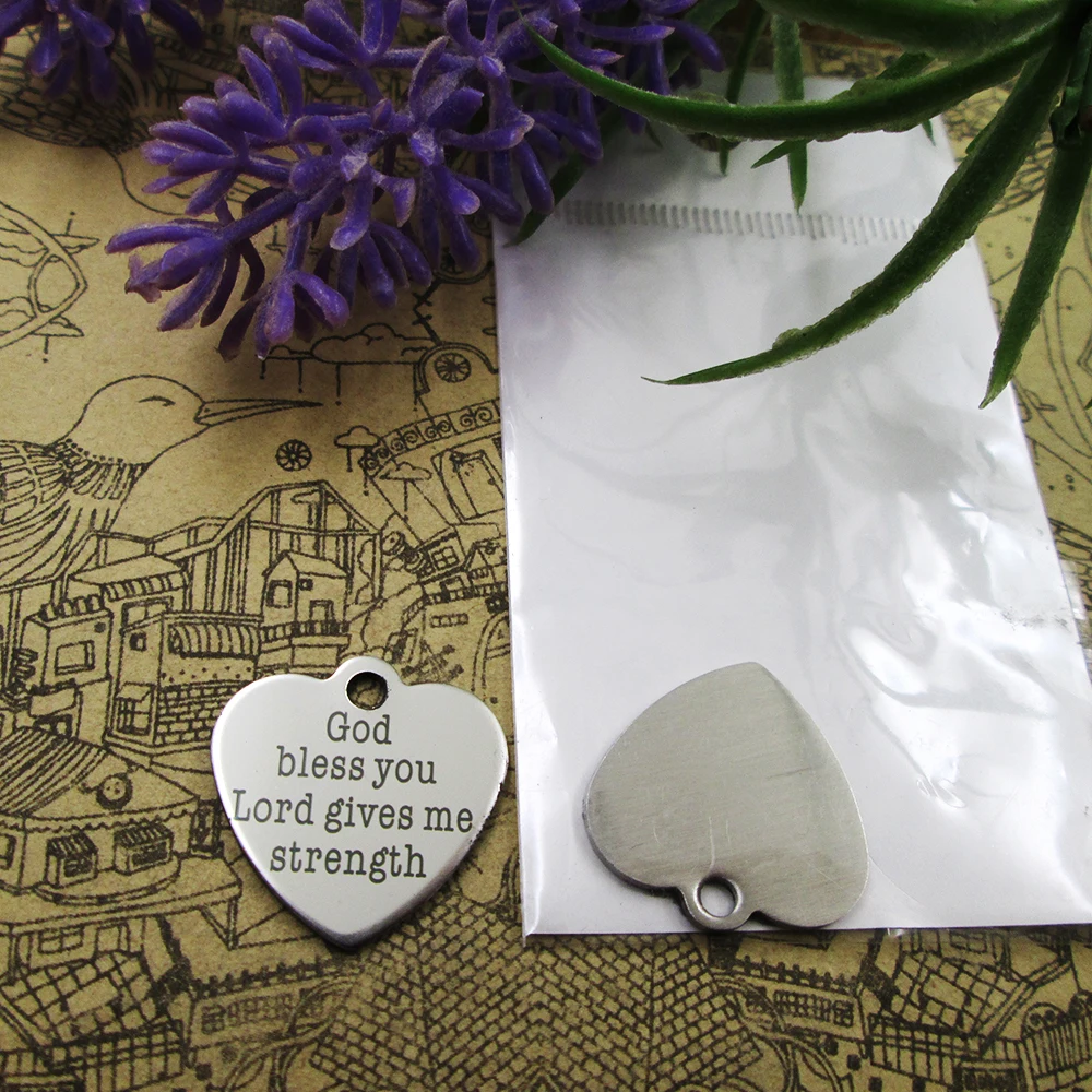 10 шт &quotБог благословит вас Бог дает мне силу&quot из нержавеющей стали амулеты 5