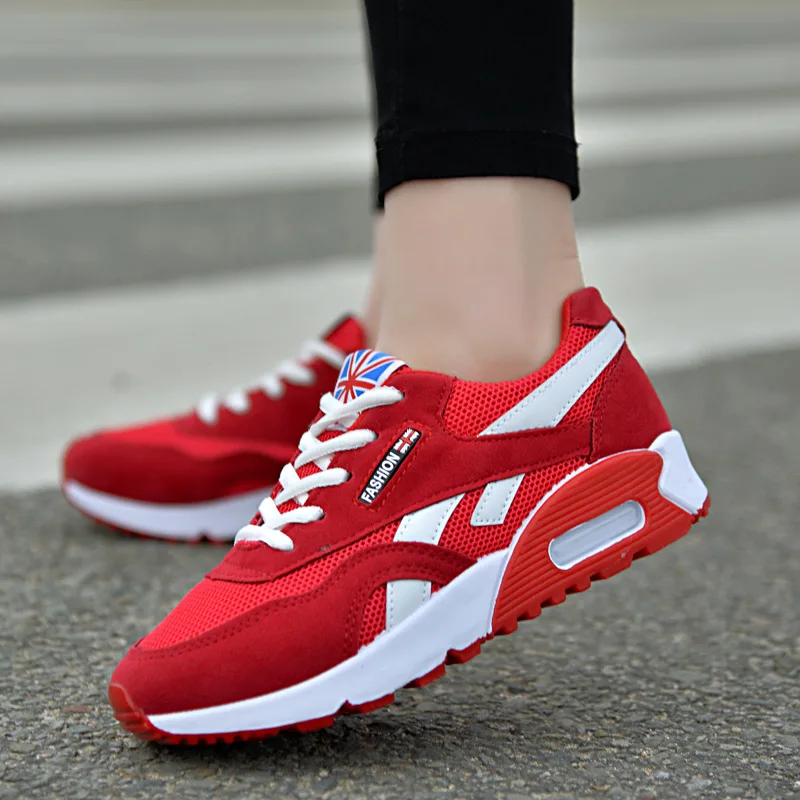 

Spring New Sports and Leisure Mesh Lace-up Cushioned Women's Shoes Thick-soled Running Travel Single Shoes Rice Word Students