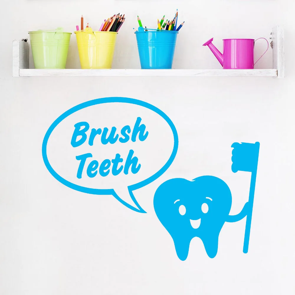 Щетка Зубы Виниловая наклейка для ванной простой милый забавный в стиле