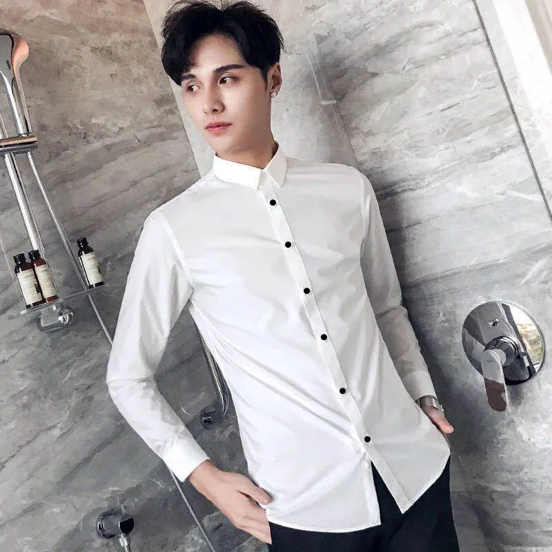Модная Роскошная формальная Мужская классическая рубашка с длинным рукавом не
