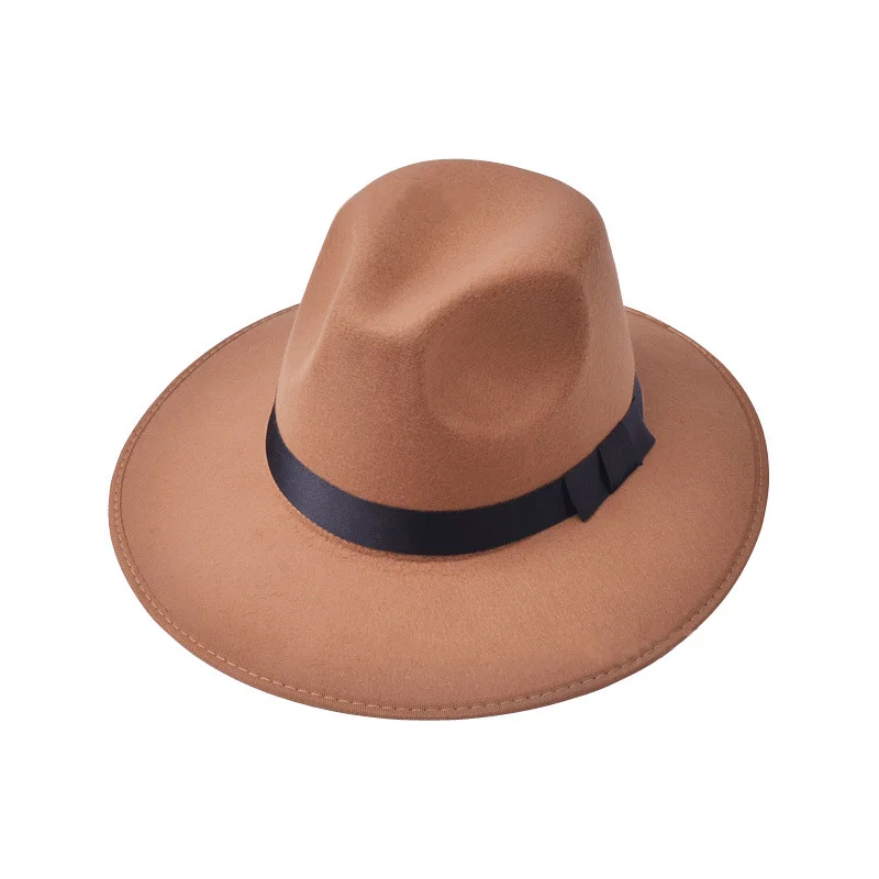 

Woolen Women Hat Classic Solid Color Felt Fedoras Hats Female Lady Wide Brim Flat Top Jazz Cap Bucket Hat Winter Spring Summer
