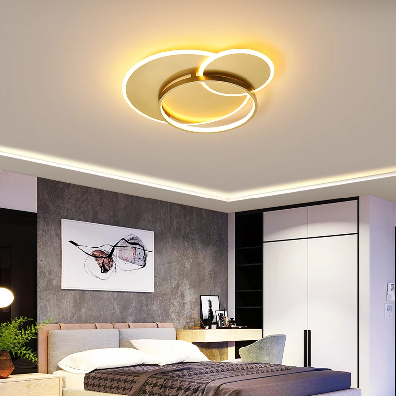 

Комнатная потолочная лампа, современный простой круглый золотистый светильник в стиле постмодерн для гостиной, спальни, столовой, кабинета