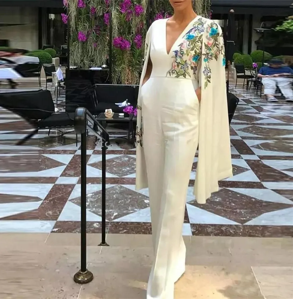 Вечерние платья длинный комбинезон с вышивкой длинным рукавом официальное