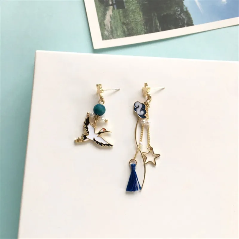 Женские асимметричные серьги-подвески в японском стиле | Украшения и аксессуары