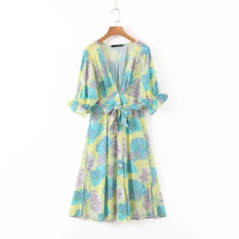 Ljpz9201 58 женское платье vestidos de verano летнее новое с v образным вырезом на шнуровке