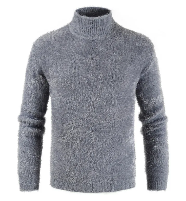 

men's New Sweater autumn and winter thick mohair long-sleeved High collar knit pullover fashion hot slim thick warm sweater male