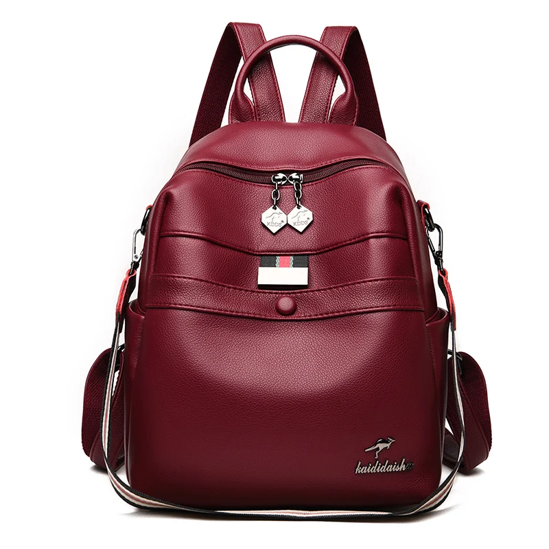 

New Multifunctional Backpack Female Leather PU Casual Backpack Large Capacity Student School Bag Ladies Fashion Backpack