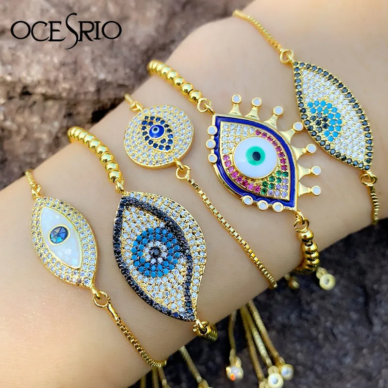OCESRIO Турецкий Дурной глаз браслеты для женщин Роскошные брендовые ювелирные