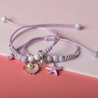 cute metal drip glaze pendant bracelet hand wowen hand made gift bracelets bangles for women girl children wholesale mz111
