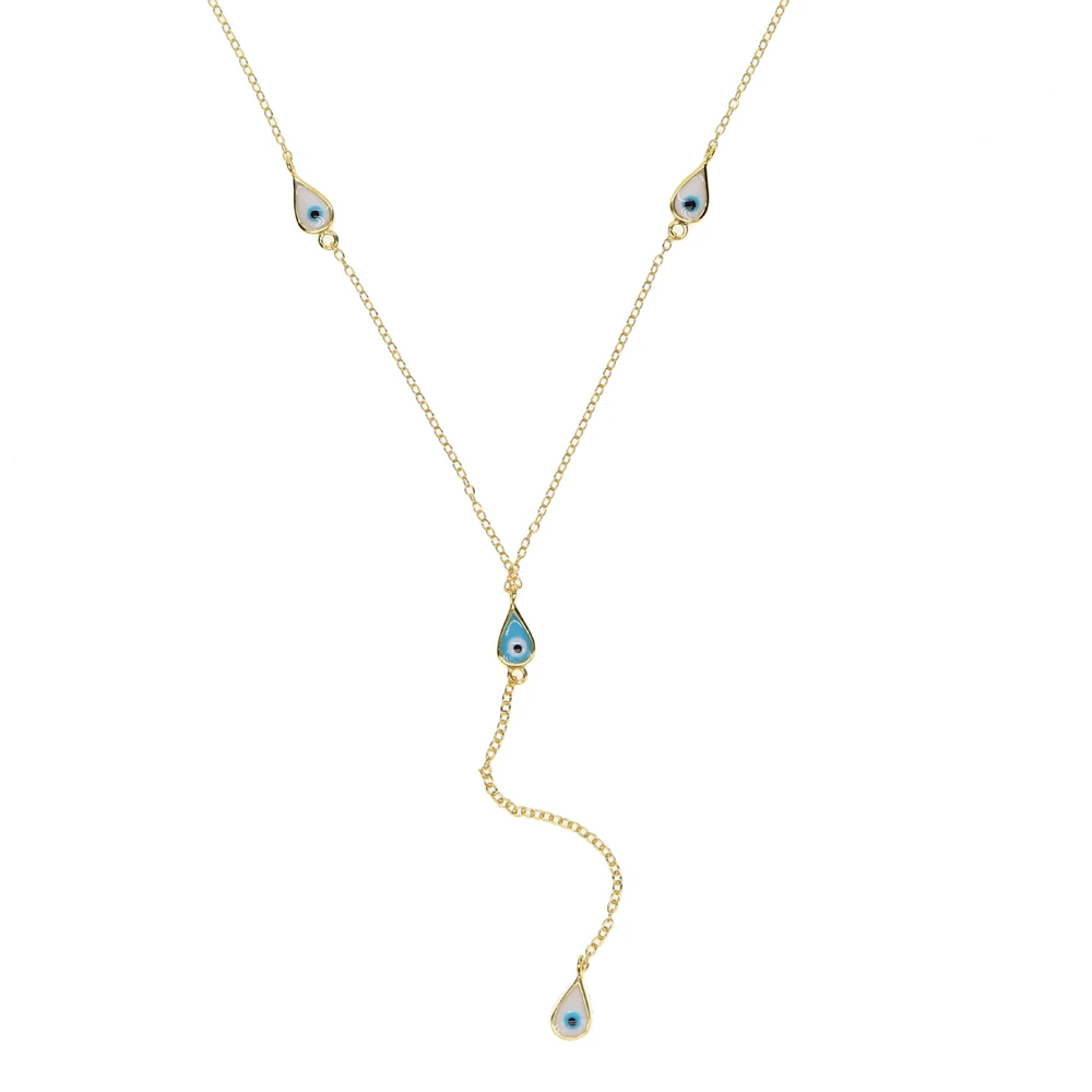 Y образное ожерелье с сине белой эмалью очаровательное ювелирное изделие из 100%