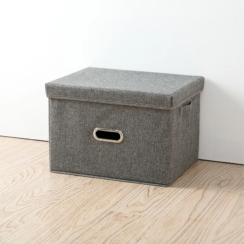

Cotton And Liene Storage Box With cover 3 Size Clothes Socks Toy Snacks Sundries Oraganier Set organizer Cosmetics Household