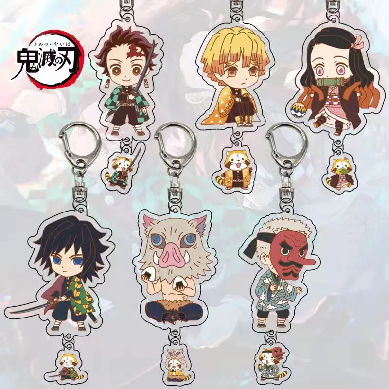 

Anime Demon Slayer Keychain Acrylic Kimetsu no Yaiba Blade of Ghost Keychains Key Chain Keyring Accessories For Best Gift