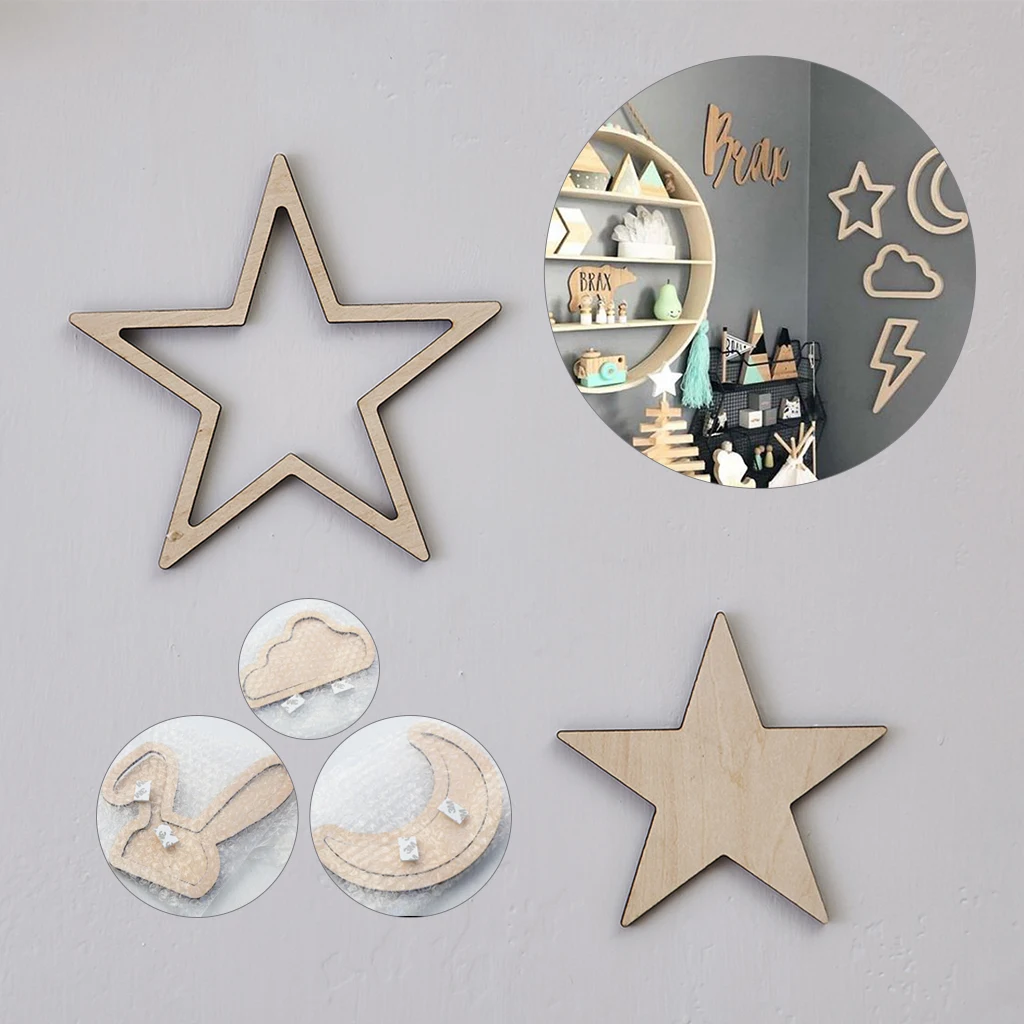 Луна звезда облако деревянные украшения декор для детской комнаты кролик