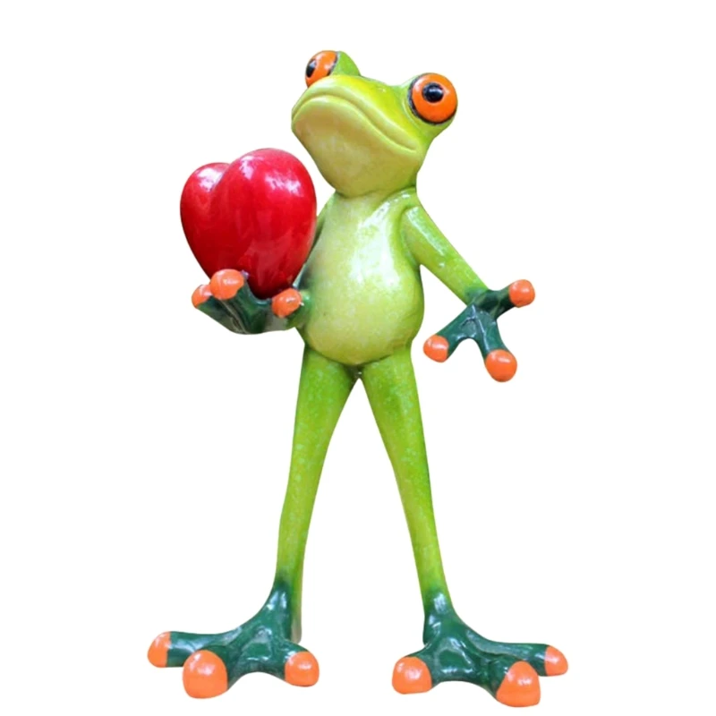 

Funny Frog with Big Red Heart Statue Indoor Outdoor Figurine Home Garden Decor
