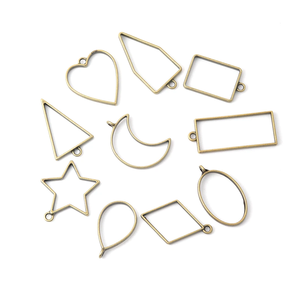 

XINYAO 10pcs Gold Silver Color Alloy Geometry Charms Pendants For Women Men Bracelet Necklace DIY Jewelry Making