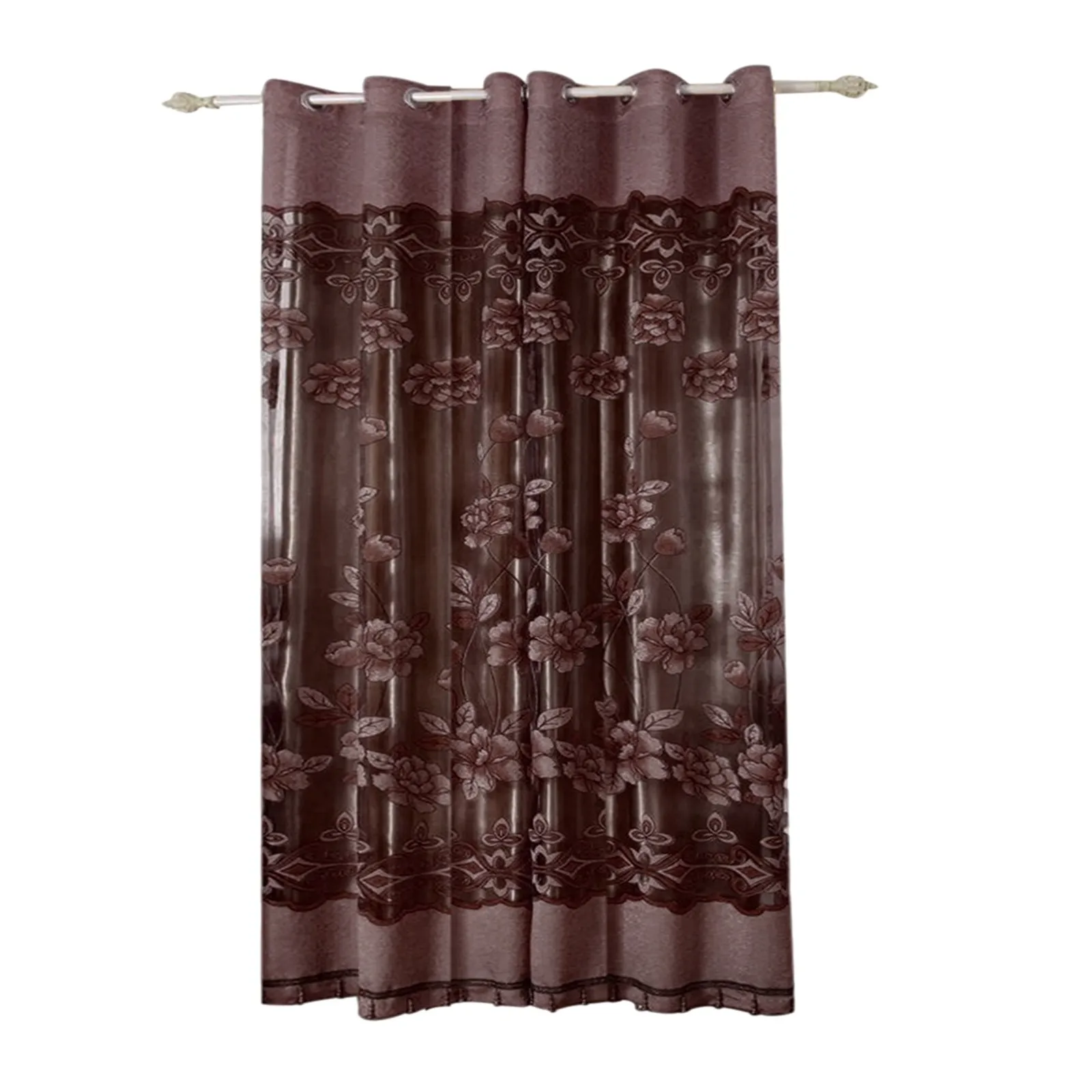 

100*250cm perforated single curtain Leaves Sheer Curtain Tulle Window Treatment Voile Drape Valance 1 Panel Fabric