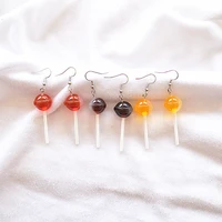 european and american simulation food play earrings sweet personality multi color round lollipop simple long earrings for women