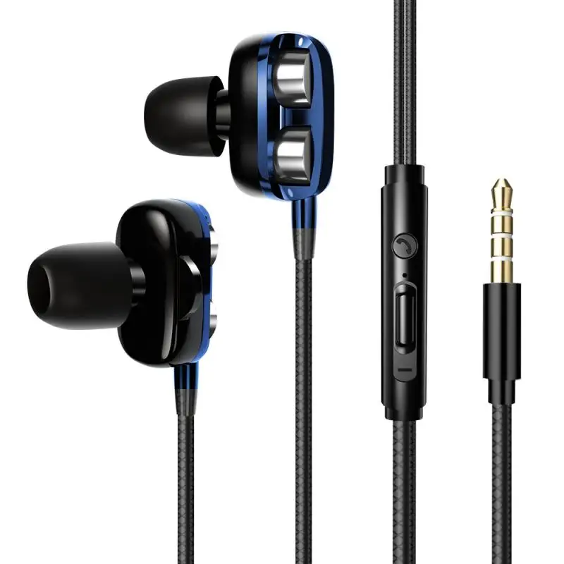

In-ear Quad-core Double Moving Coil Wired Earphone 3.5mm Music Sport Earbuds For Samsung Iphone Xiaomi Huawei Headset With Mic