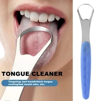 50 hot sale hollow hole tongue cleaner double side lightweight tongue scraper oral brush with portable case for travel