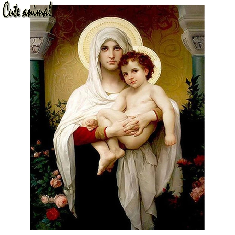 

Virgin Mary and children 5D Diamond Painting cross stitch Full square round diamond mosaic embroidery rhinestones decoration