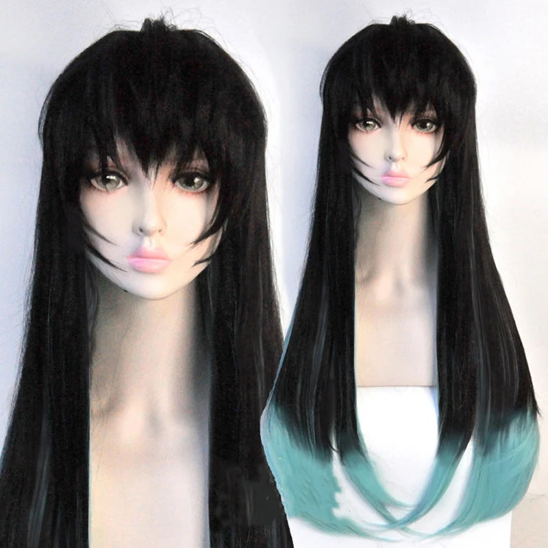 

Muichirou Anime Demon Slayer: Kimetsu no Yaiba Tokitou Wigs Long Gradient Heat Resistant Synthetic Hair Cosplay Wigs + Wig Cap