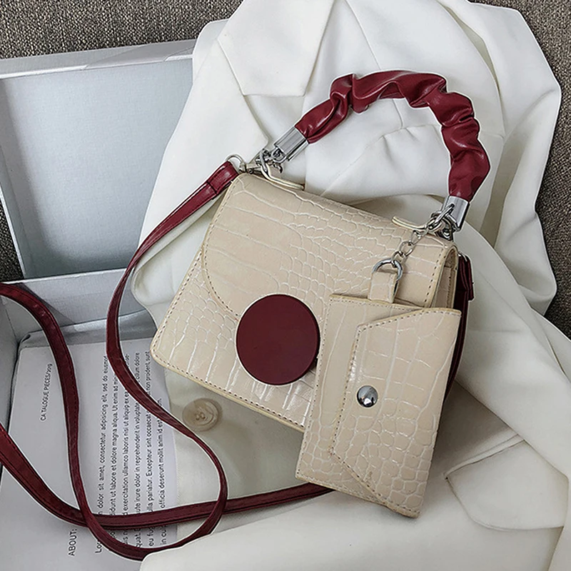 

2 Pcs Design Women Shoulder Bag +PU Leather Small Wallet Money Coin Purse Female Fashion Daily Ladies Elegant Crossbody Bag